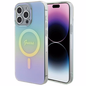 Guess IML Iridescent Magnetinis dėklas telefonui iPhone 15 Pro - turkio