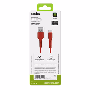 SBS TECABLEMICROC15R USB-A - USB-C kabelis 1.5 m - raudonas