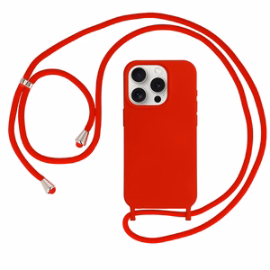 Dėklas telefonui su silikoniniu dirželiu IPhone 15 Plus dizainas 1 - raudonas