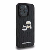 Karl Lagerfeld Monograma Karl & Choupette Head Pin dėklas telefonui iPhone 16 Pro Max - juodas