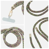 SWING (8mm) Telefono dirželis, Telefono pakabukas su reguliuojamu ilgiu / virvės ilgis 165cm (maks. 82.5cm kilpoje) / ant peties arba kaklo - pilkai žalia-rožinė