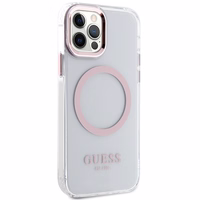 Guess GUHMP12MHTRMP iPhone 12/12 Pro 6.1" rožinis/rožinis hard dėklas Metal Outline Magsafe
