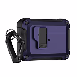 AirPods 4 Pro Apsauginis dėklas su karabinu - Violetinis
