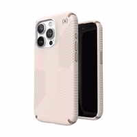 Speck Presidio2 Grip - iPhone 15 Pro dėklas (Bleached Bone / Heirloom auksinis / Hazel rudas)