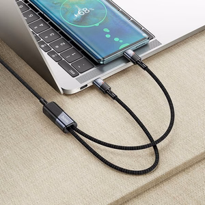 Kabelis 2in1 USB C į USB C / USB C Hoco 5A 100W 1,2 m U139 juodas