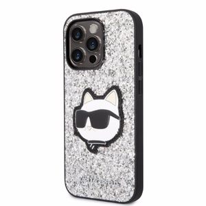 Karl Lagerfeld KLHCP14XG2CPS iPhone 14 Pro Max 6.7" sidabrinis/sidabrinis kietasis dėklas Blizgučiai Choupette Pleistras