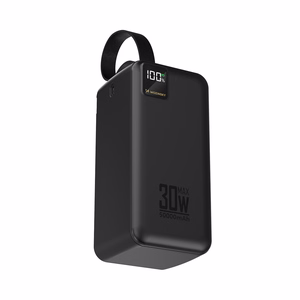 Wozinsky W8-B 50000mAh 30W išorinė baterija, 2xUSB-A, 2xUSB-C, USB micro, su žibintuvėliu, juoda