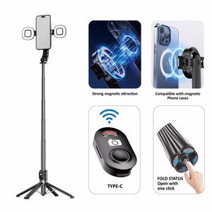 Blavec asmenukių lazda Aluminium Fusion P-07 Magsafe trikojis + nuotolinio valdymo pultas + 2 lempos 1,4 metro (SSFP07-MTR2LB14) juodas