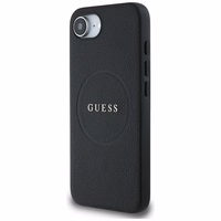 Guess PU Grained Classic Logo dėklas telefonui iPhone 16e su MagSafe - juodas