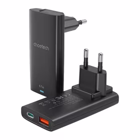 Kelioninis kroviklis CHOETECH GaN USB-C, USB-A: 67W, PD