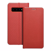 Dėklas telefonui LUNA Book Carbon skirtas SAMSUNG S10 raudonas