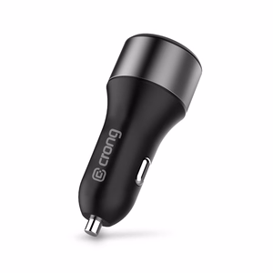 Crong Power 63 W automobilinis įkroviklis su USB-C PD 45 W ir USB-A QC 3.0 18 W jungtimis, juodas