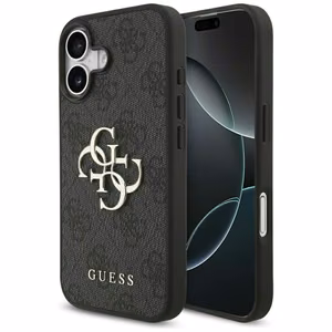 Dėklas Guess PU 4G Metal Logo Apple iPhone 17 pilkas