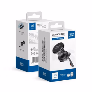 Magnetic car phone holder Blue Star Smart Lock Round air vent black
