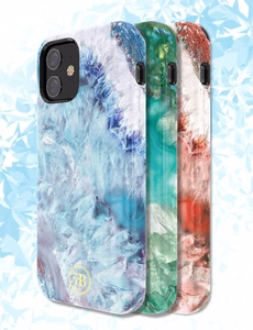Kingxbar Agate Series dėklas telefonui dekoruotas spausdintu agatiniu raštu iPhone 12 mini žalias