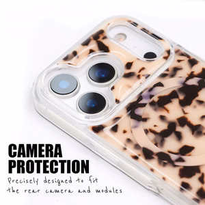 Crong Deluxe MAG Cover MagSafe dėklas, skirtas iPhone 17 Pro Max, šviesaus vėžlio kiauto rašto