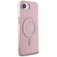 Guess IML Glitter Circle Magnetinis dėklas telefonui iPhone 16e - rožinis