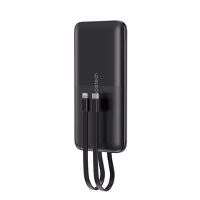 Išorinė baterija Choetech B654 10000mAh 22,5W USB-A / USB-C / micro USB su integruotu USB-C / Lightning laidu (juoda)