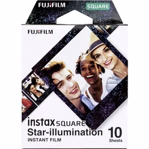 Fujifilm Instax Square Star Illumination – фотобумага моментальной печати со звёздной рамкой, 86 × 72 мм, изображение 62 × 62 мм, 10 листов