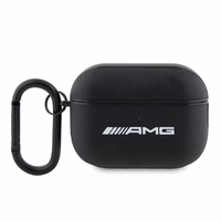 AMG AMAP2SLWK AirPods Pro 2 (2022/2023) dėklas juodas/juodas odinis baltas logotipas