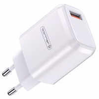 JELLICO tinklinis įkroviklis A77 22,5W 1xUSB QC3.0 + laidas Lightning Baltas