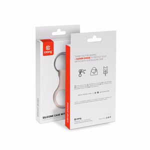 Crong Silicone dėklas, skirtas Apple AirTag 1 / 2, su žiedu raktams, smėlio rausvas
