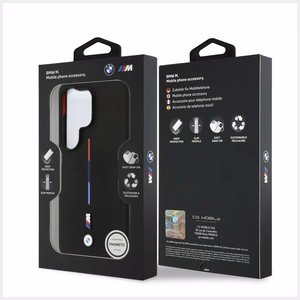 BMW M Silikoninis Tricolor Line MagSafe Dėklas skirtas Samsung Galaxy S26 Ultra - juodas
