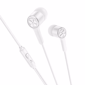 HOCO laidinės ausinės Jack 3,5 mm su mikrofonu M104 baltos