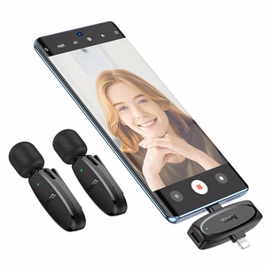 Hoco L15 belaidis atlapo mikrofonas Lightning / USB-C, 2 vnt., juodas