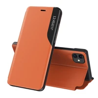Eco Leather View Case eleganti knygos tipo dėklas su stovu iPhone 13 Pro Max oranžinis