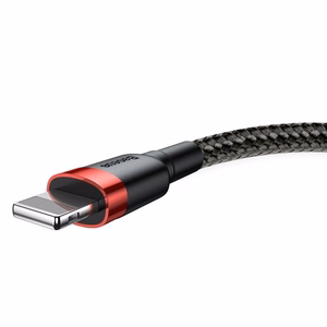 USB Lightning laidas Baseus Cafule 1,5A 2 m (juodas ir raudonas)