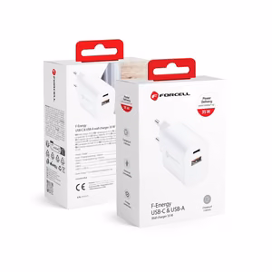 FORCELL F-ENERGY TFK-TC-35WPDAC kelioninis įkroviklis Type C + USB A PD QC4.0 3A 35W baltas