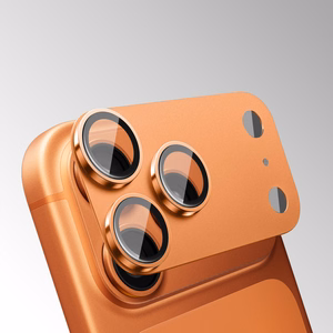 Grūdintas stiklas Tel Protect 95% AR+AF, visiškai metalinė kameros apsauga iPhone 17 Pro Max kamerai, mėlyna (kameros salelė)