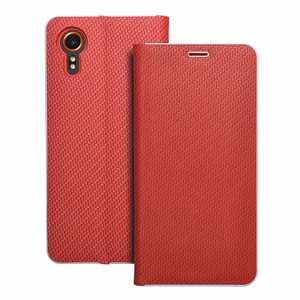 Dėklas telefonui LUNA Book Carbon skirtas SAMSUNG Xcover 7 raudonas