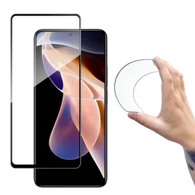 Wozinsky Pilnas dangtis Flexi Nano stiklo plėvelė grūdintas stiklas su rėmeliu Xiaomi Redmi Note 11 Pro + / 11 Pro skaidrus