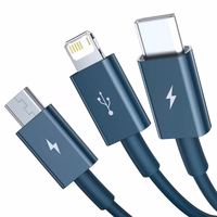 USB Laidas Baseus "3in1 Superior" Mėlynas 150cm (iki 3.5A)