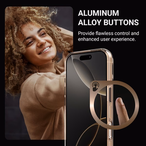 Crong Clear MAG Pro MagSafe dėklas, skirtas iPhone 16 Pro, dykumų smėlio spalvos
