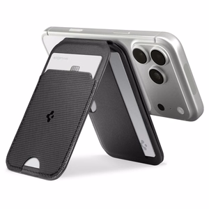 SPIGEN S314-2 SLIM FOLD TRIPOD MAGSAFE UNIVERSAL MAGNETINIS KORTELIŲ LAIKIKLIS juodas