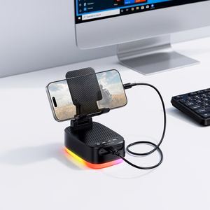 "Borofone" nešiojamasis "Bluetooth" garsiakalbis BR200 Marea 3 in 1 su laikikliu ir 1500 mAh maitinimo banku, juodas