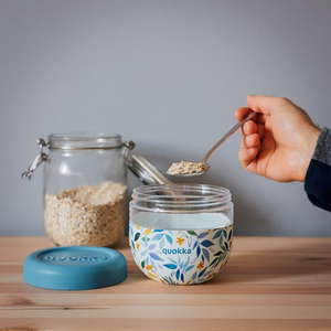 Quokka Bubble Food Jar 770 ml maisto indas, akvarelinių lapų raštas