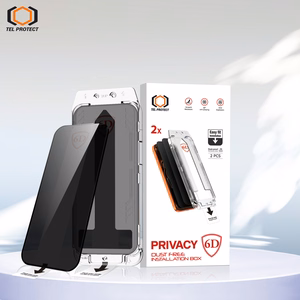 Tel Protect Dust-Free Easy Fit Privacy Full Glue 6D grūdintas stiklas skirtas Samsung Galaxy S26 juodas (su piršto atspaudo atrakinimu) - 2 vnt.