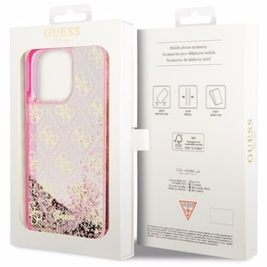 Guess GUHCP14XLC4PSGP iPhone 14 Pro Max 6.7" rožinis/rožinis kietas dėklas Liquid Glitter 4G permatomas