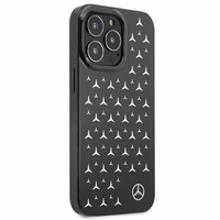 Mercedes dėklas telefonui iPhone 13 Pro / iPhone 13 su sidabrinių žvaigždžių raštu, juodas