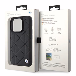 BMW odinis dygsniuotas dėklas telefonui iPhone 15 Pro Max - juodas
