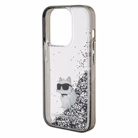 Karl Lagerfeld Liquid Glitter Choupette dėklas telefonui iPhone 15 Pro Max - skaidrus