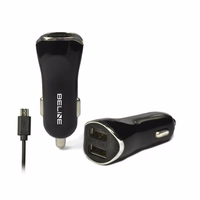 Beline automobilinis įkroviklis 2xUSB + microUSB 2,1A juodas