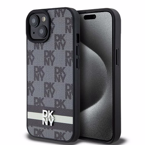 DKNY odinis languotas mono raštas ir spausdintos juostelės dėklas iPhone 15/14/13 - juodas