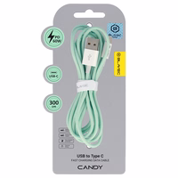 Blavec Kabelis Candy pynėtas - USB į Type C - PD 60W 3A 3 metrai Apple CarPlay/Android Auto (CCA-UC3GN30) žalias
