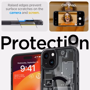 Spigen Ultra Hybrid Mag dėklas su MagSafe iPhone 15 Plus - tamsiai pilkas (Zero One raštas)
