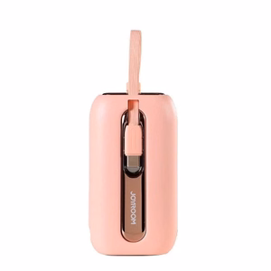 Išorinė baterija Joyroom JR-L012 rožinė 10000mAh (PD 22.5W) + integruoti Type-C / Lightning laidai
